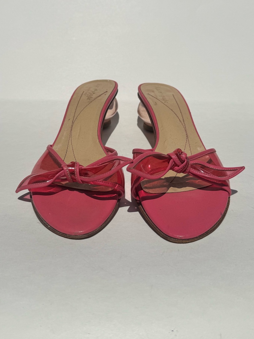 Vintage Kate Spade Pink Leather, PVC and Lucite Kitten Heel.